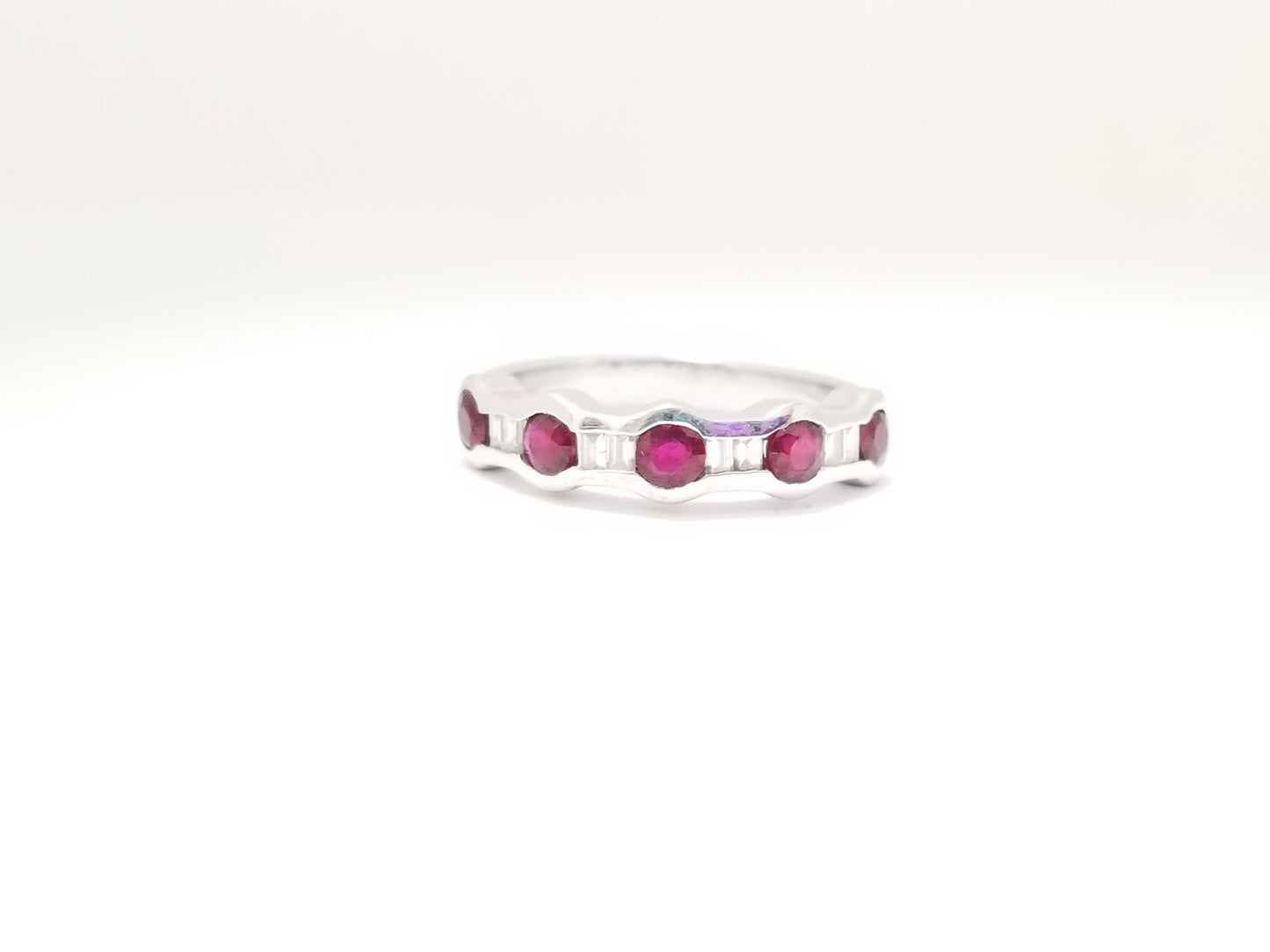 Ruby Natural Diamond Ring 18 Karat White Gold