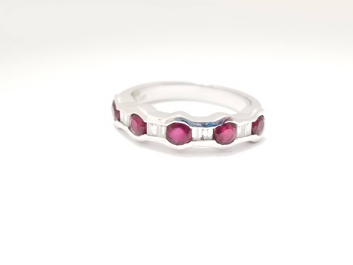 Ruby Natural Diamond Ring 18 Karat White Gold