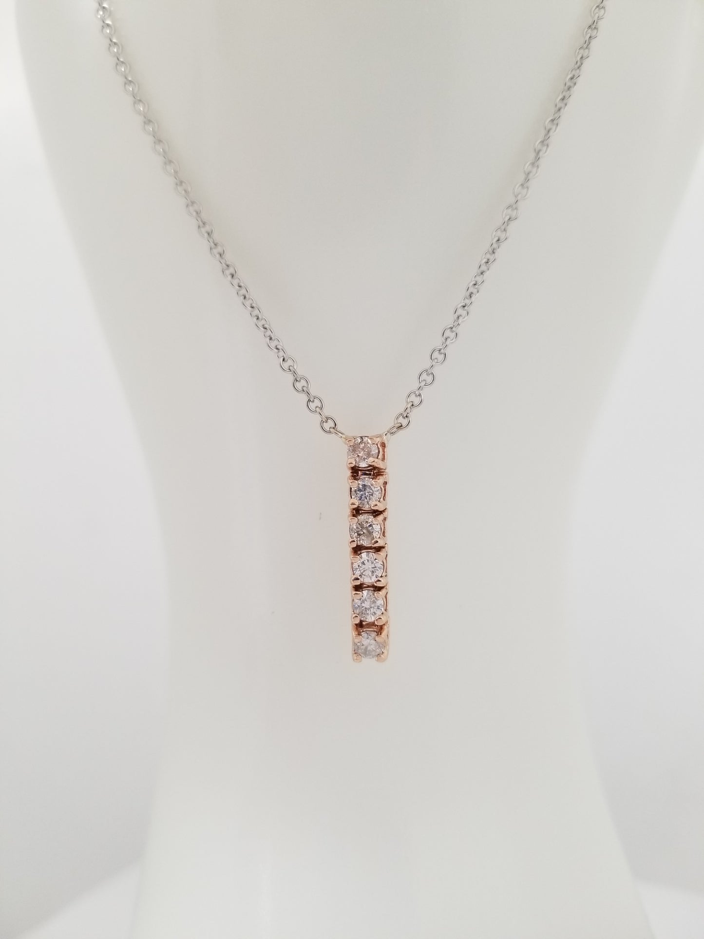 Elegant 0.45 Carat Drop Diamond Pendant Necklace 14K Rose Gold