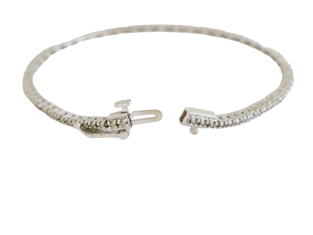 1.05 Carat Round Brilliant Cut Diamond Tennis Bracelet 14 Karat White Gold