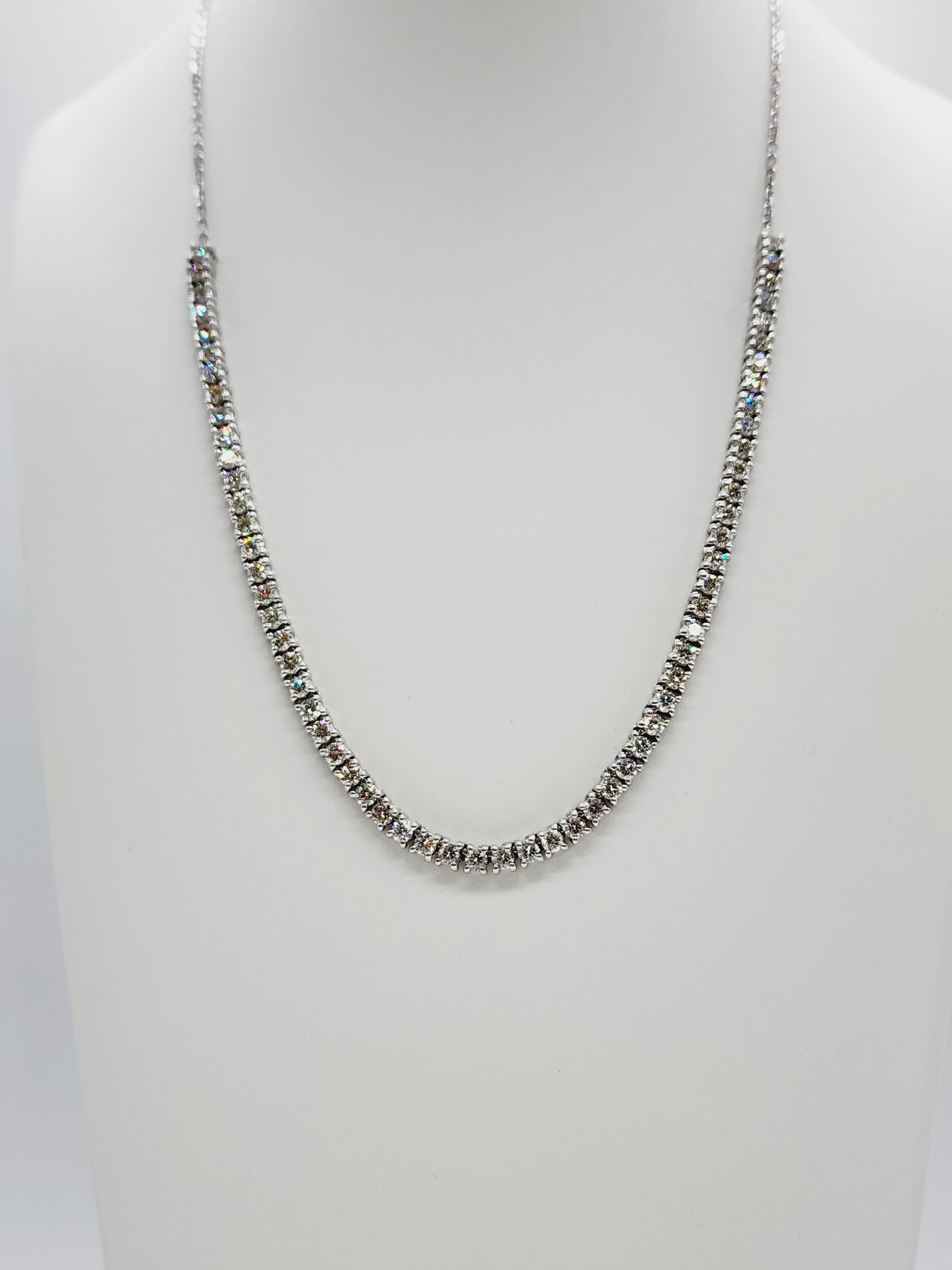 5.85 Carat Mini Diamond Tennis Necklace – 14K White Gold