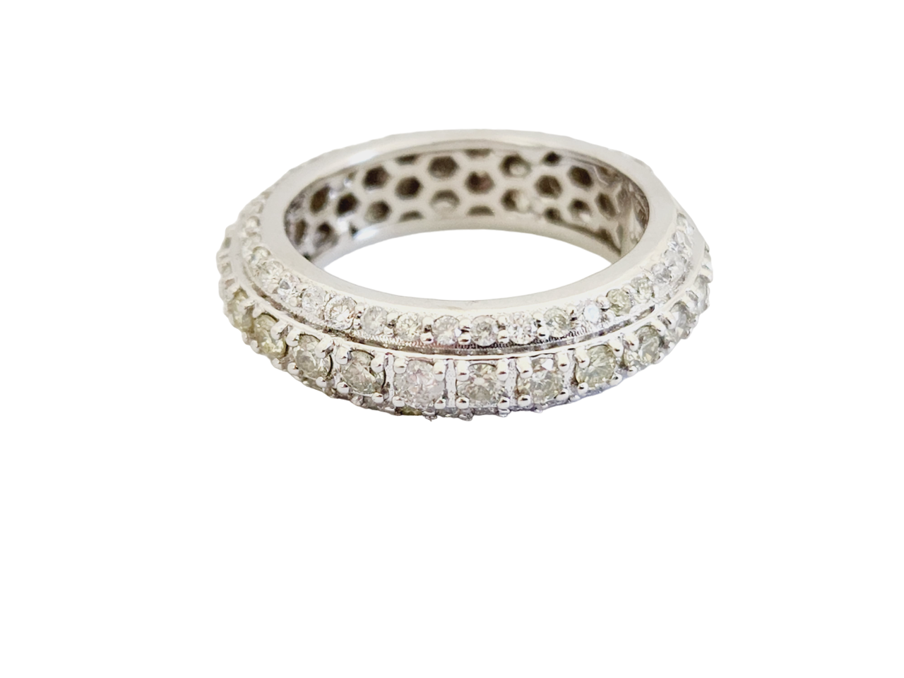 2.60 Carat Natural Diamond Eternity Band 14 Karat White Gold Ring