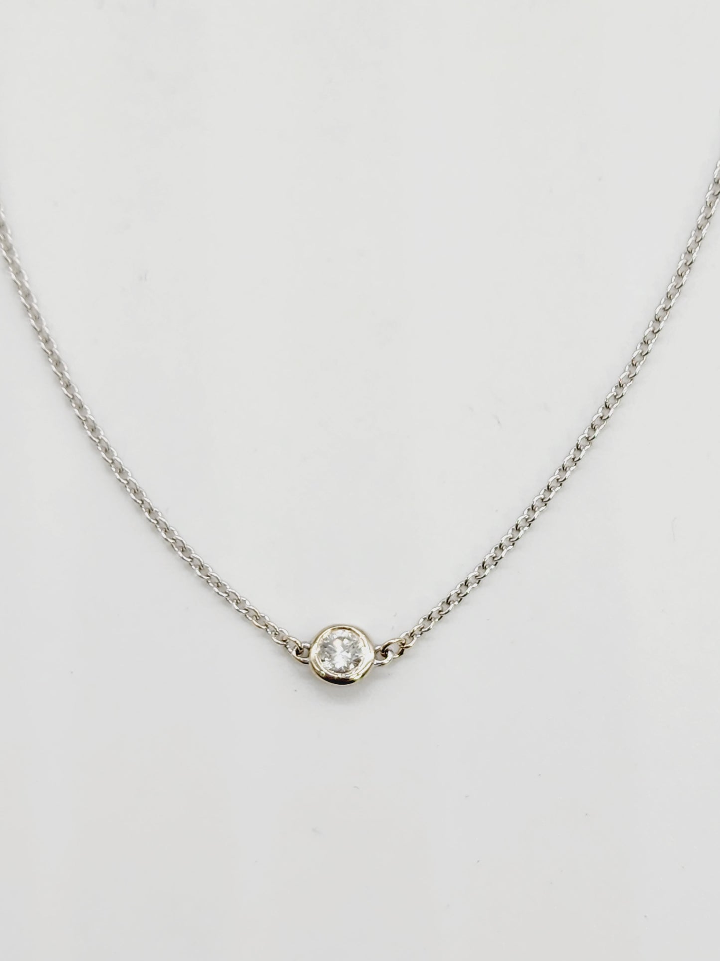 0.13 Carat Natural Diamond by the Yard Necklace 14 Karat White Gold 18''