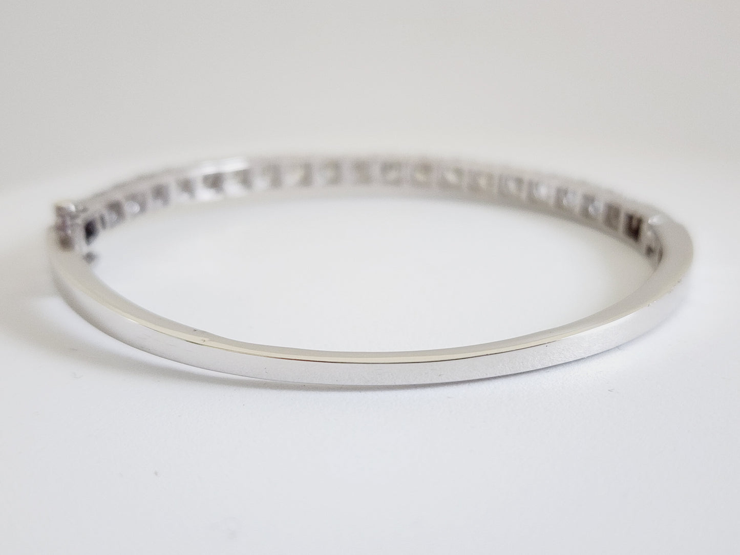 3.70 Carat Half Way Bangle White Gold 14 Karat