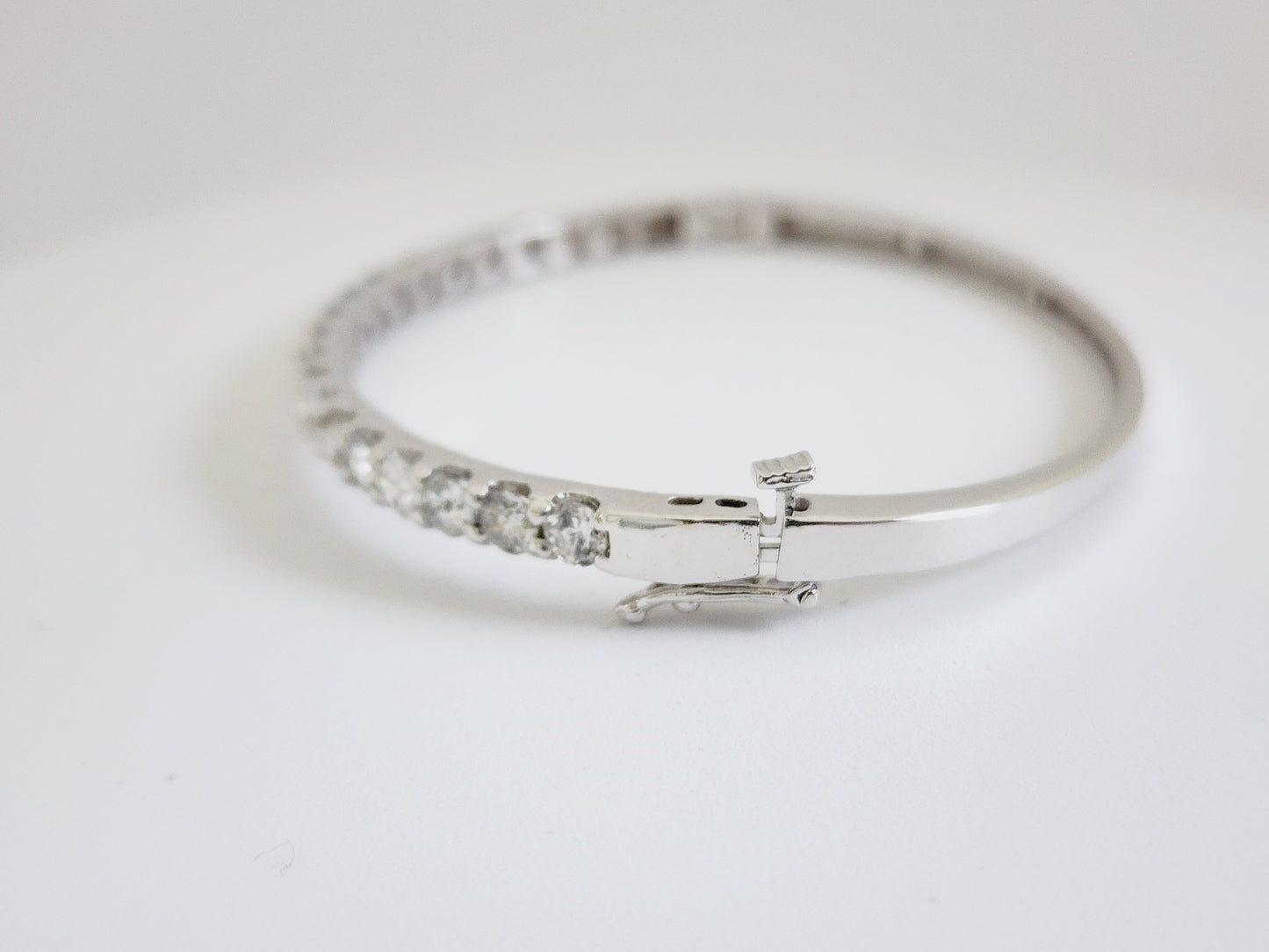 3.70 Carat Half Way Bangle White Gold 14 Karat