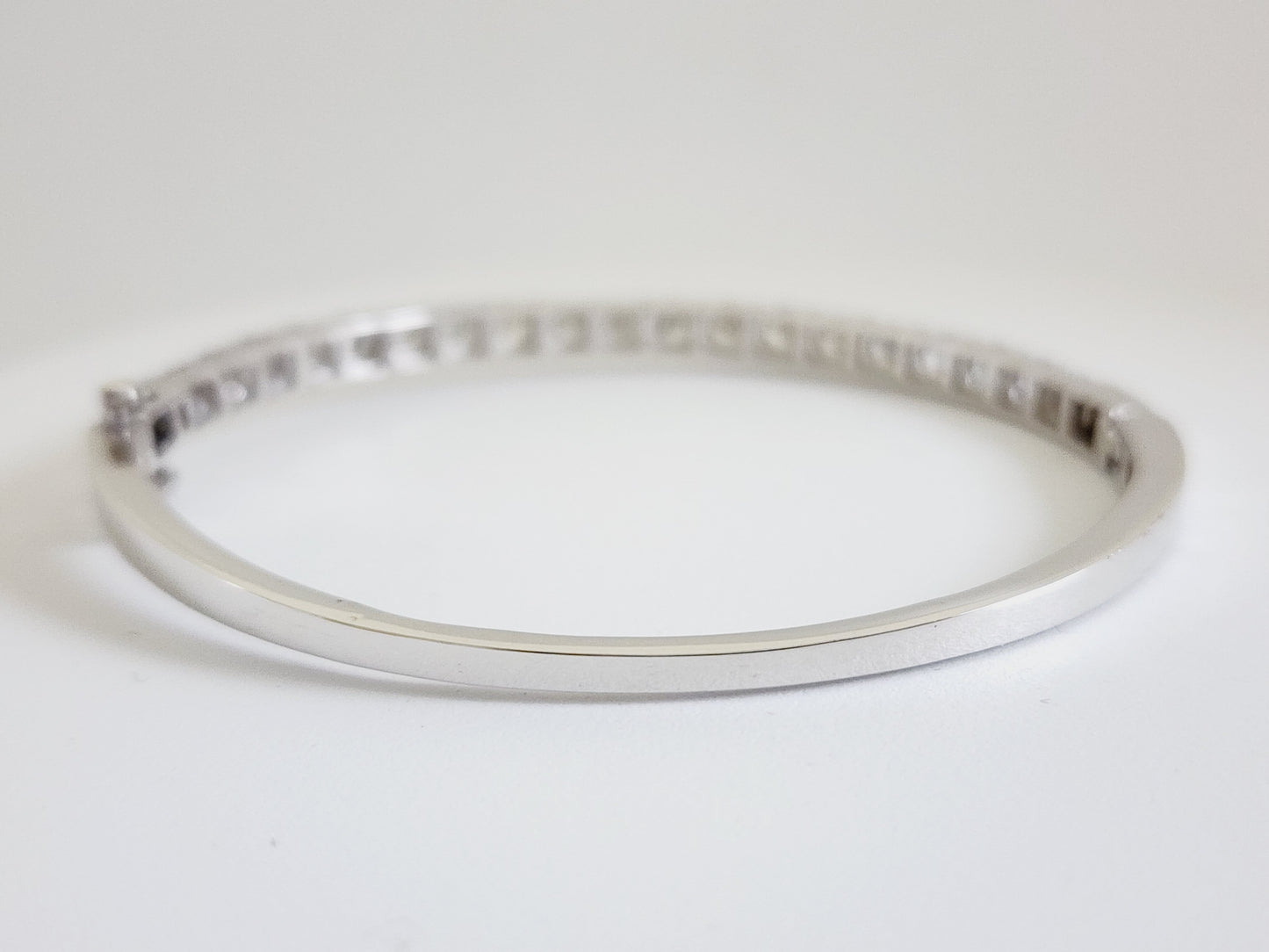 3.70 Carat Half Way Bangle White Gold 14 Karat