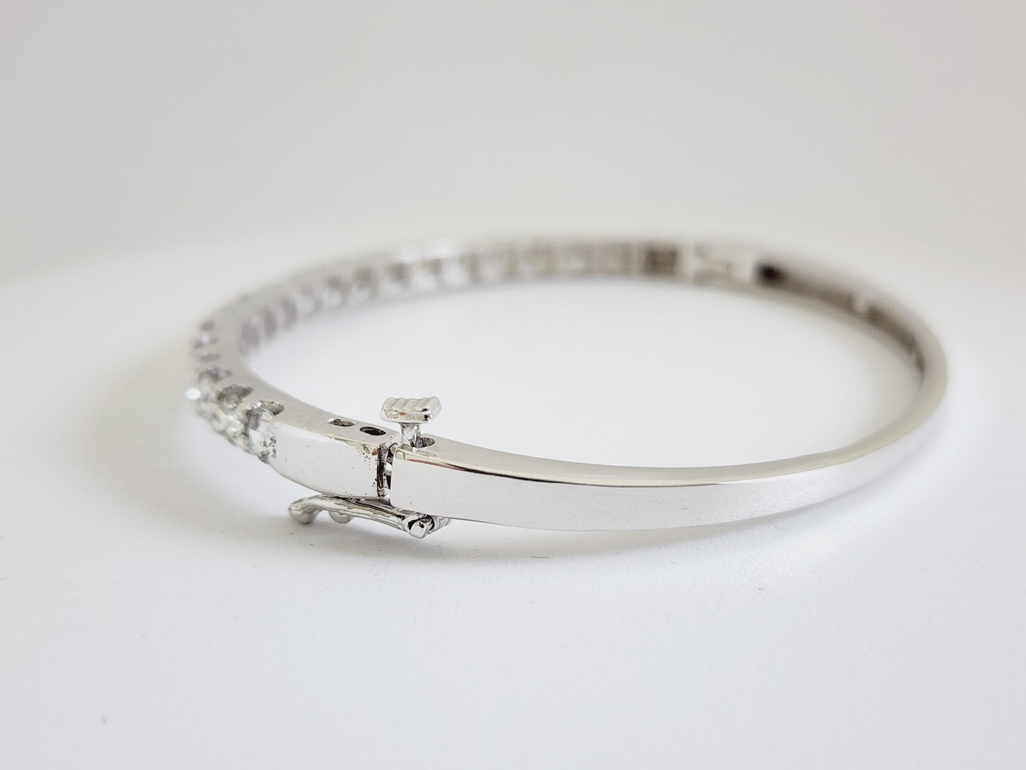 3.70 Carat Half Way Bangle White Gold 14 Karat
