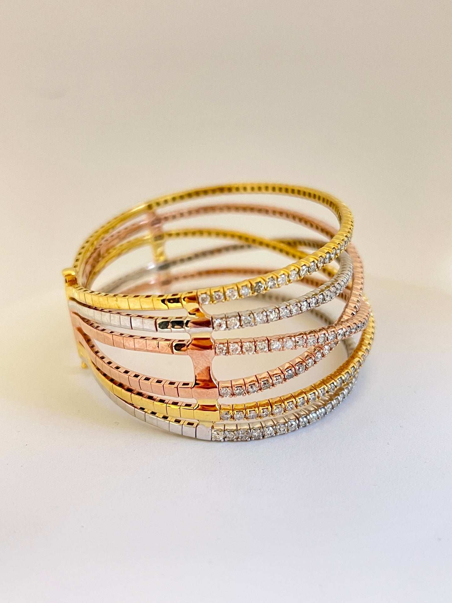 6.52 Carat Six Row Natural Diamonds Mini Bangle Bracelet