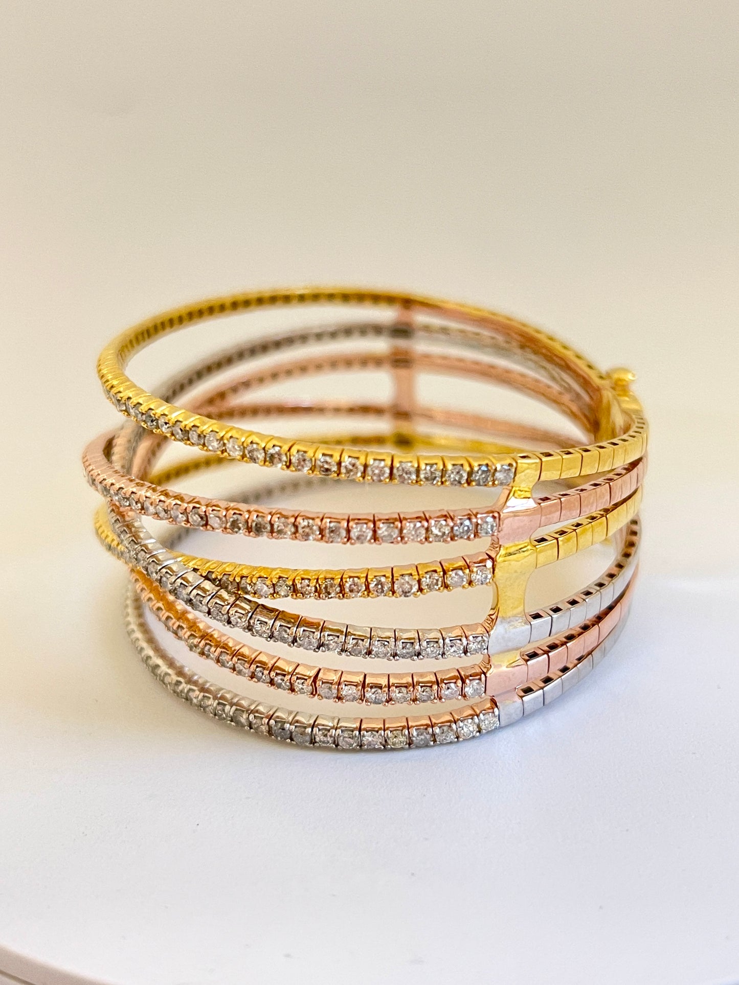 6.52 Carat Six Row Natural Diamonds Mini Bangle Bracelet