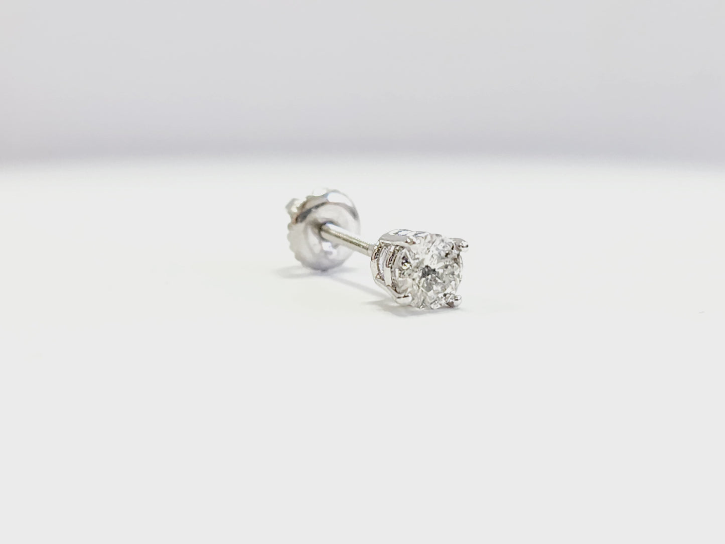 0.37 Carat Natural Diamond Round Stud White Gold 14 Karat