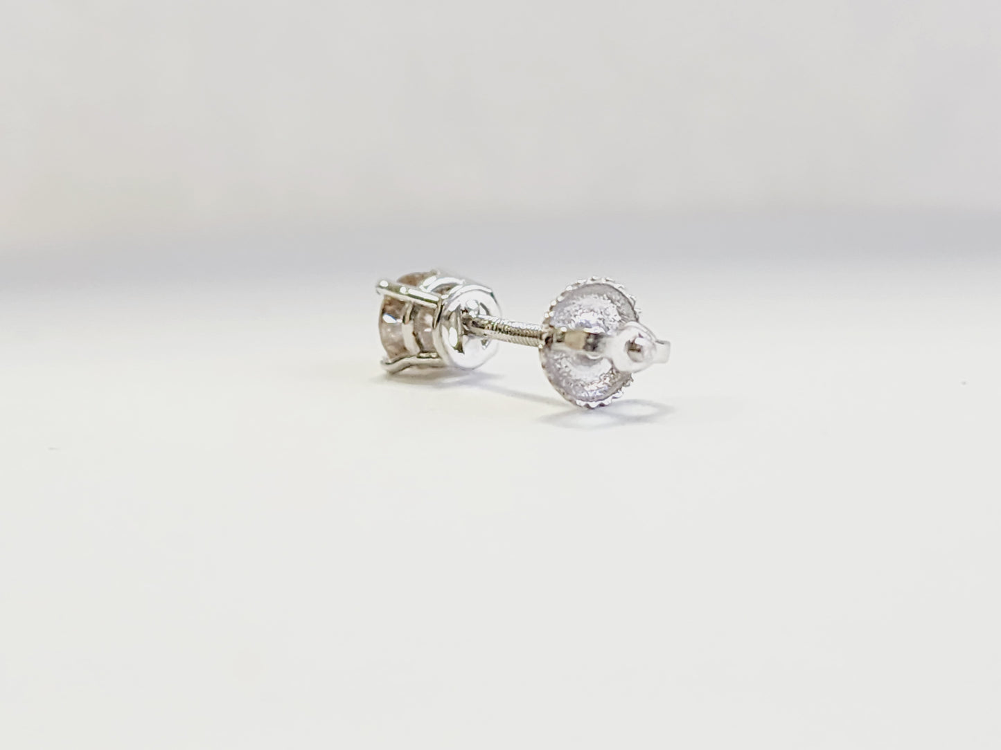 0.36 Carat Natural Diamond Round Stud White Gold 14 Karat