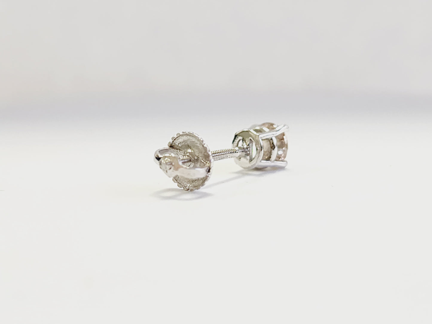 0.36 Carat Natural Diamond Round Stud White Gold 14 Karat