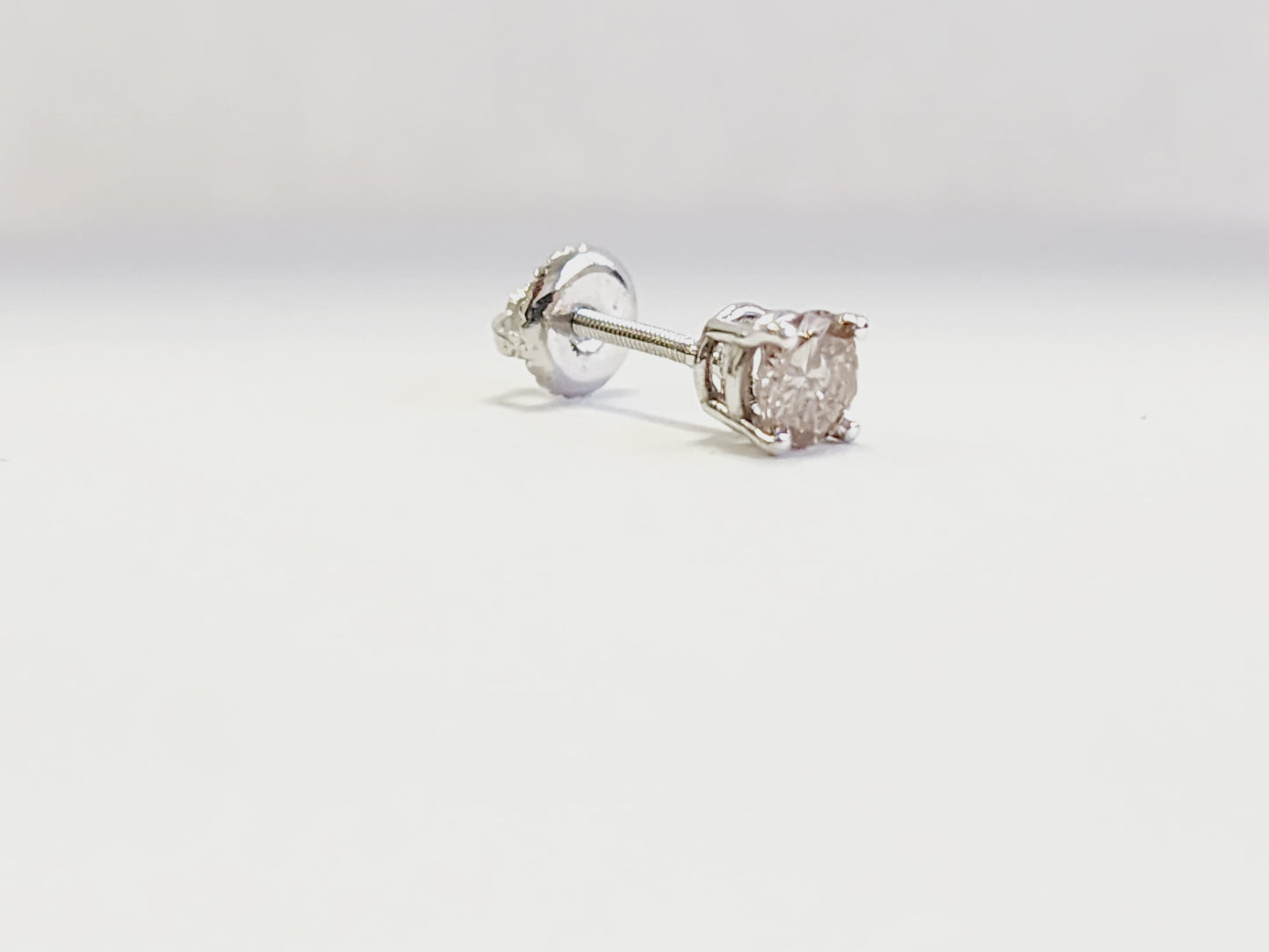 0.36 Carat Natural Diamond Round Stud White Gold 14 Karat