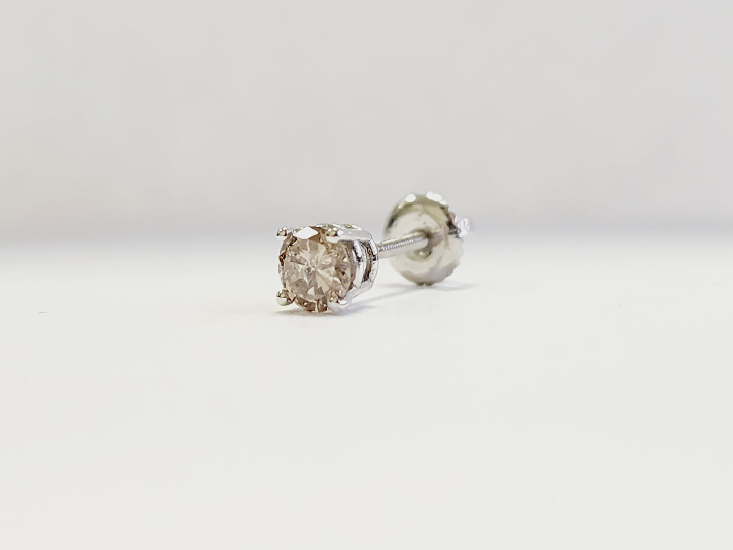 0.36 Carat Natural Diamond Round Stud White Gold 14 Karat