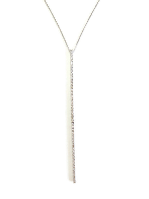 0.58 Carat Natural Diamond Tennis-Style Drop Pendant Necklace in 14K White Gold