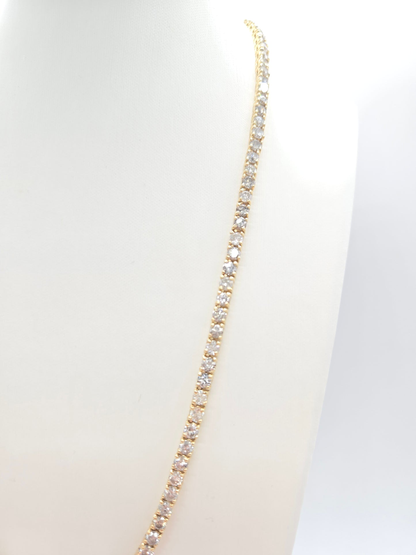 22.75 Carat Natural Diamond Tennis Necklace in 14K Yellow Gold 20"