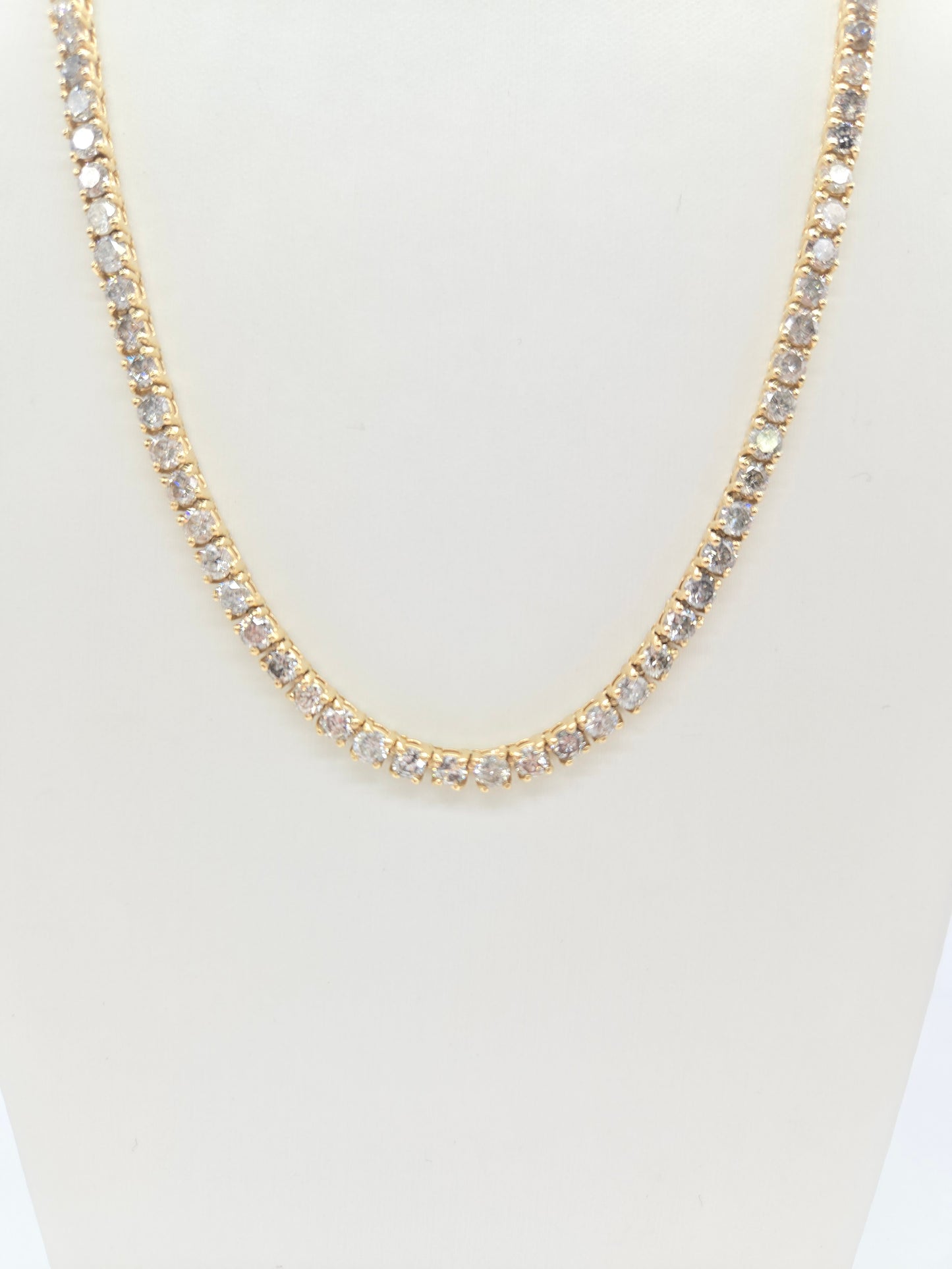 22.75 Carat Natural Diamond Tennis Necklace in 14K Yellow Gold 20"