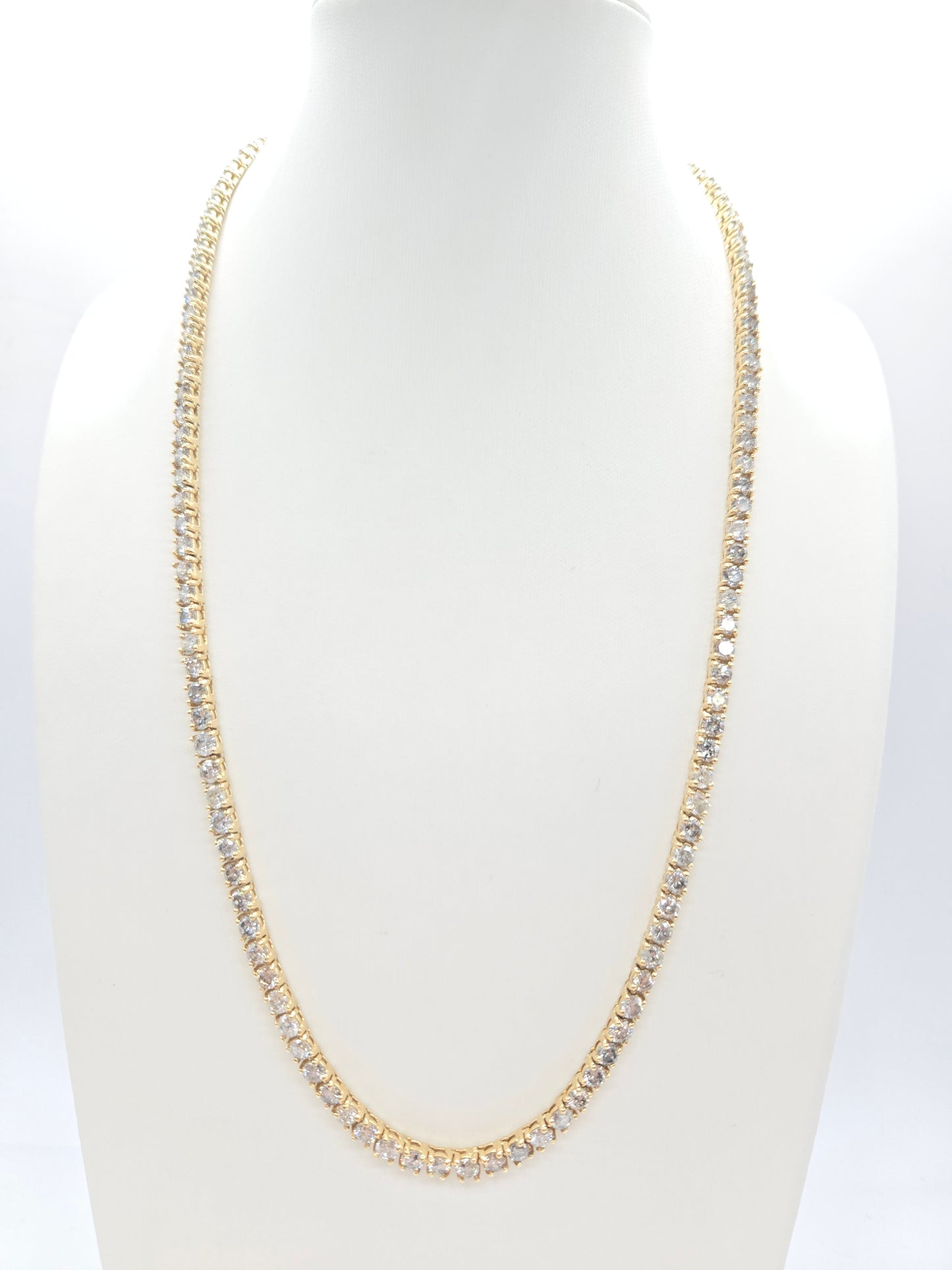 22.75 Carat Natural Diamond Tennis Necklace in 14K Yellow Gold 20"