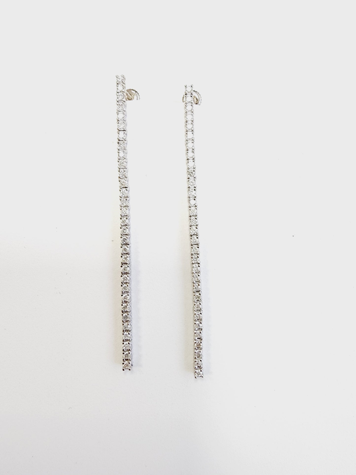 1.70 Carats Natural Diamonds Tennis Drop Earrings 14 Karat White Gold
