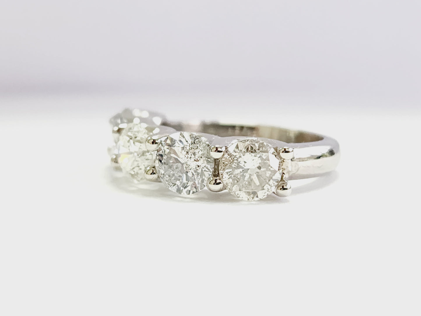 4 Carat Natural Diamond White Gold Mini band Ring 14K