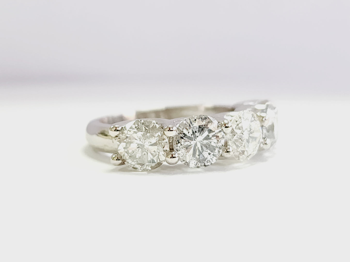 4 Carat Natural Diamond White Gold Mini band Ring 14K