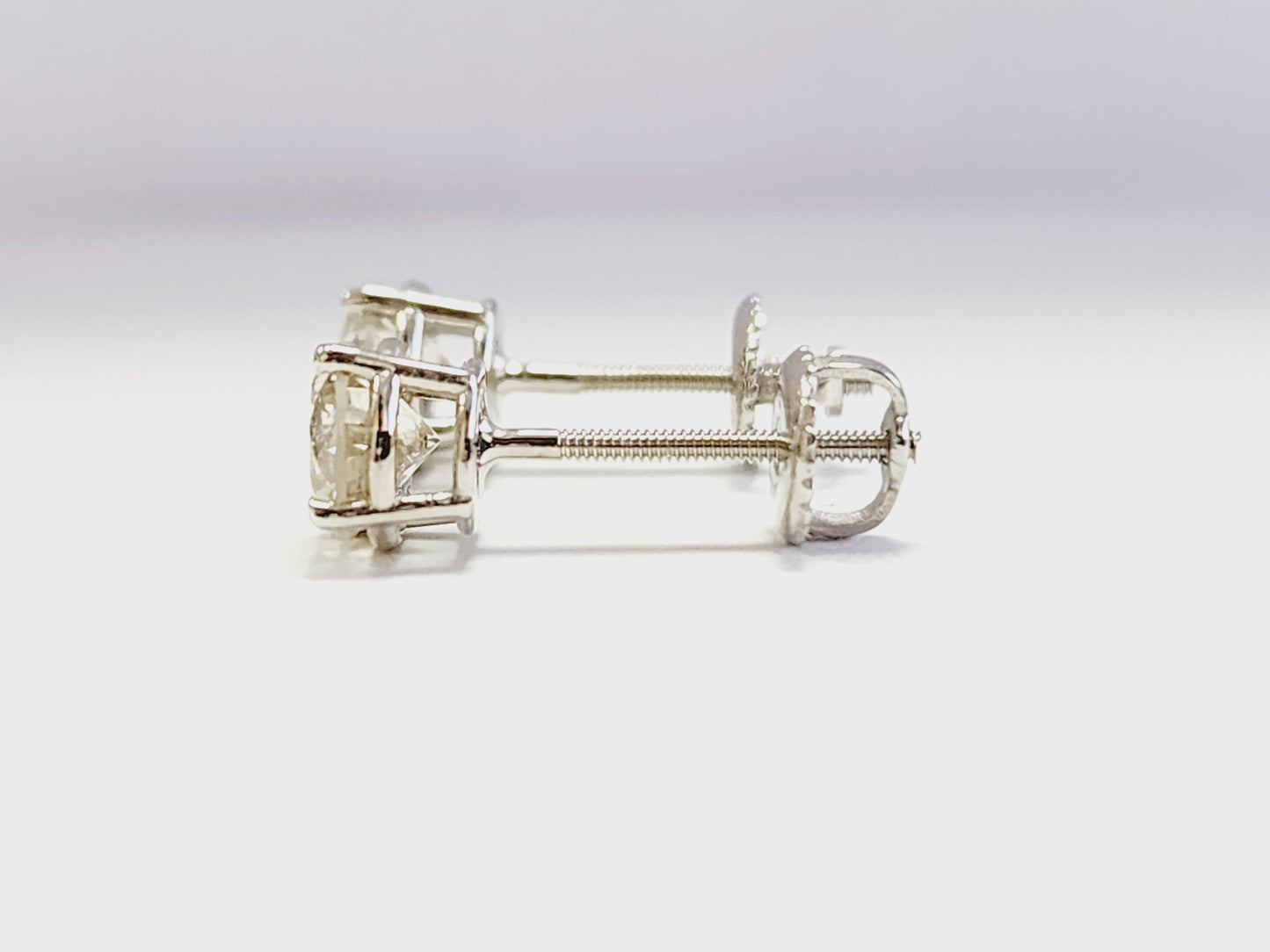 1.38 Carat Pair of Natural Brilliant Diamond Round Studs White Gold 14 Karat