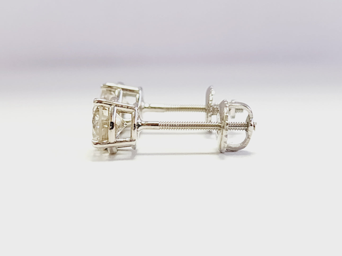 1.38 Carat Pair of Natural Brilliant Diamond Round Studs White Gold 14 Karat