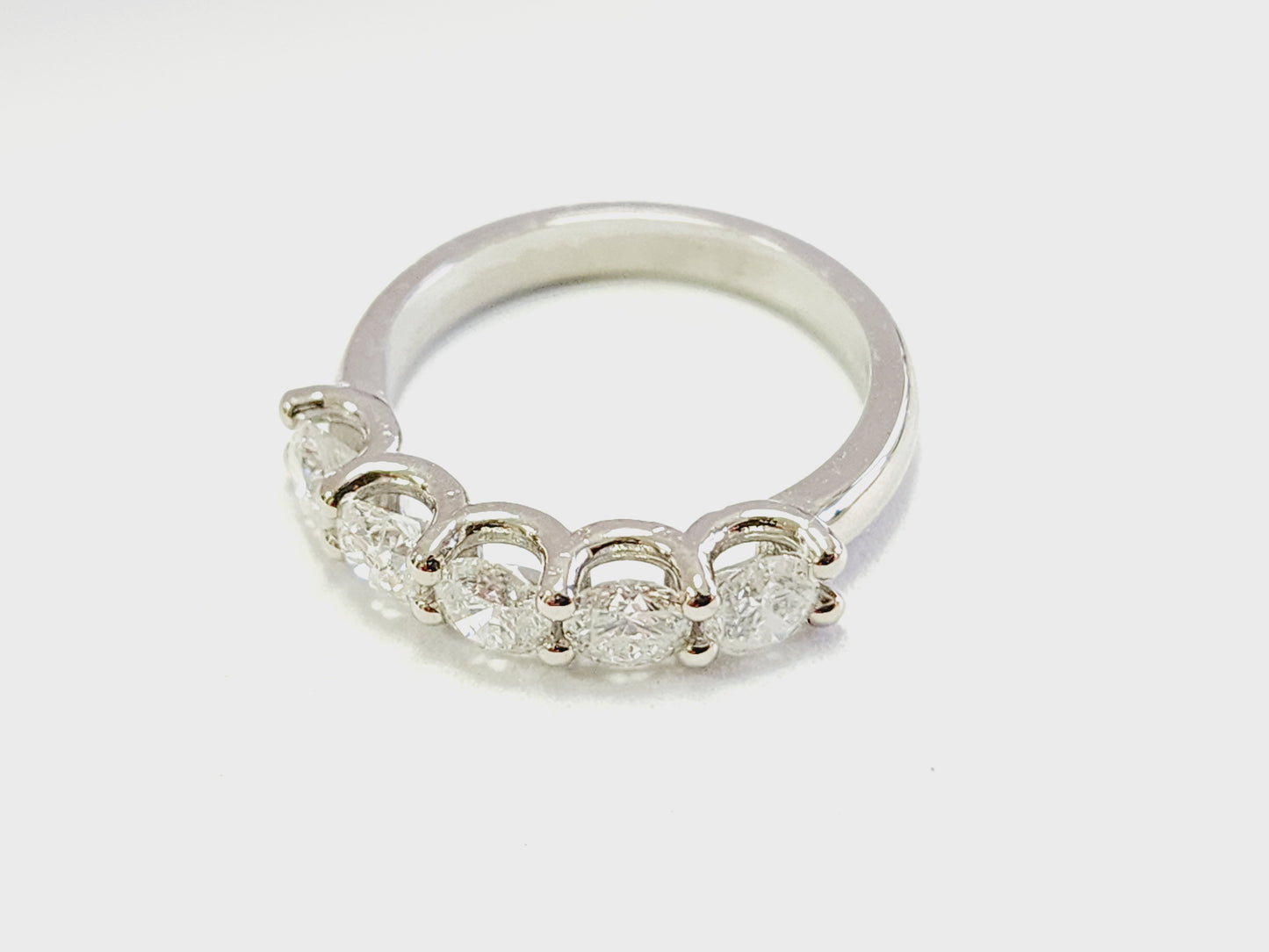 1.37 Carat Natural Diamond White Gold Mini band Ring 14K