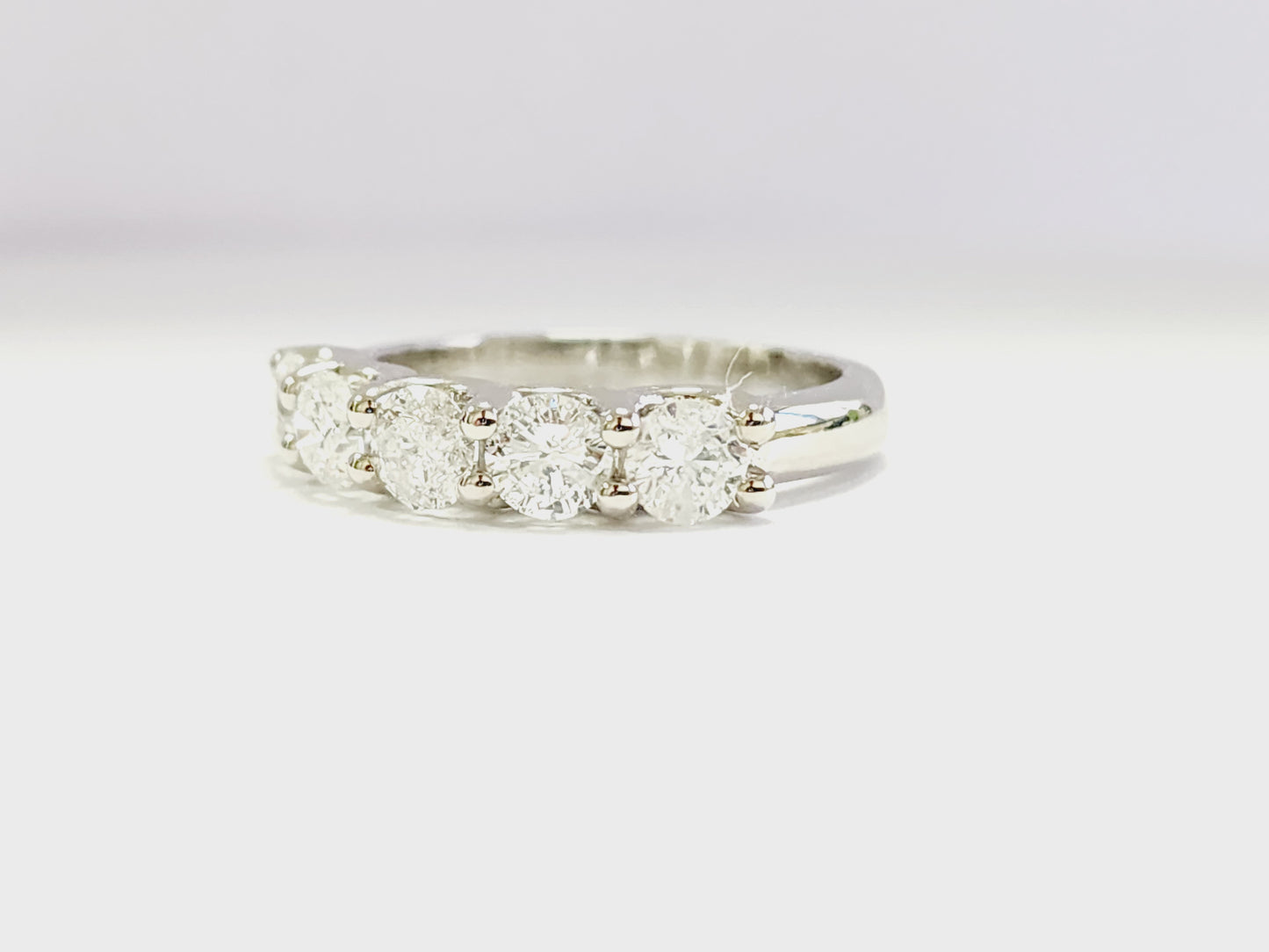 1.37 Carat Natural Diamond White Gold Mini band Ring 14K