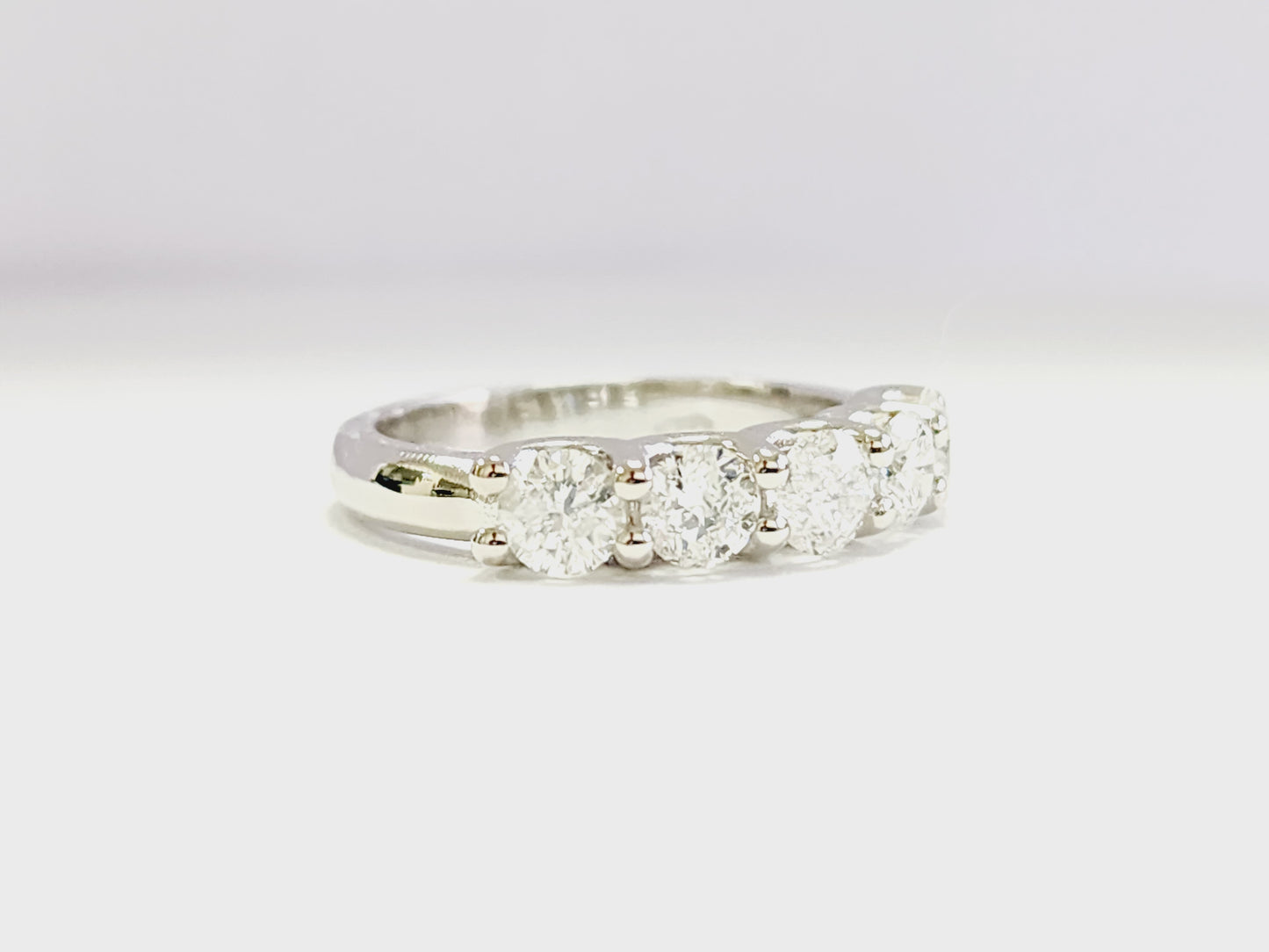 1.37 Carat Natural Diamond White Gold Mini band Ring 14K