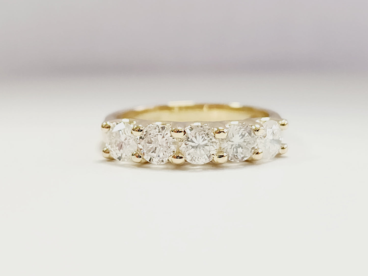 1.23 Carat Natural Diamond Yellow Gold Mini band Ring 14K