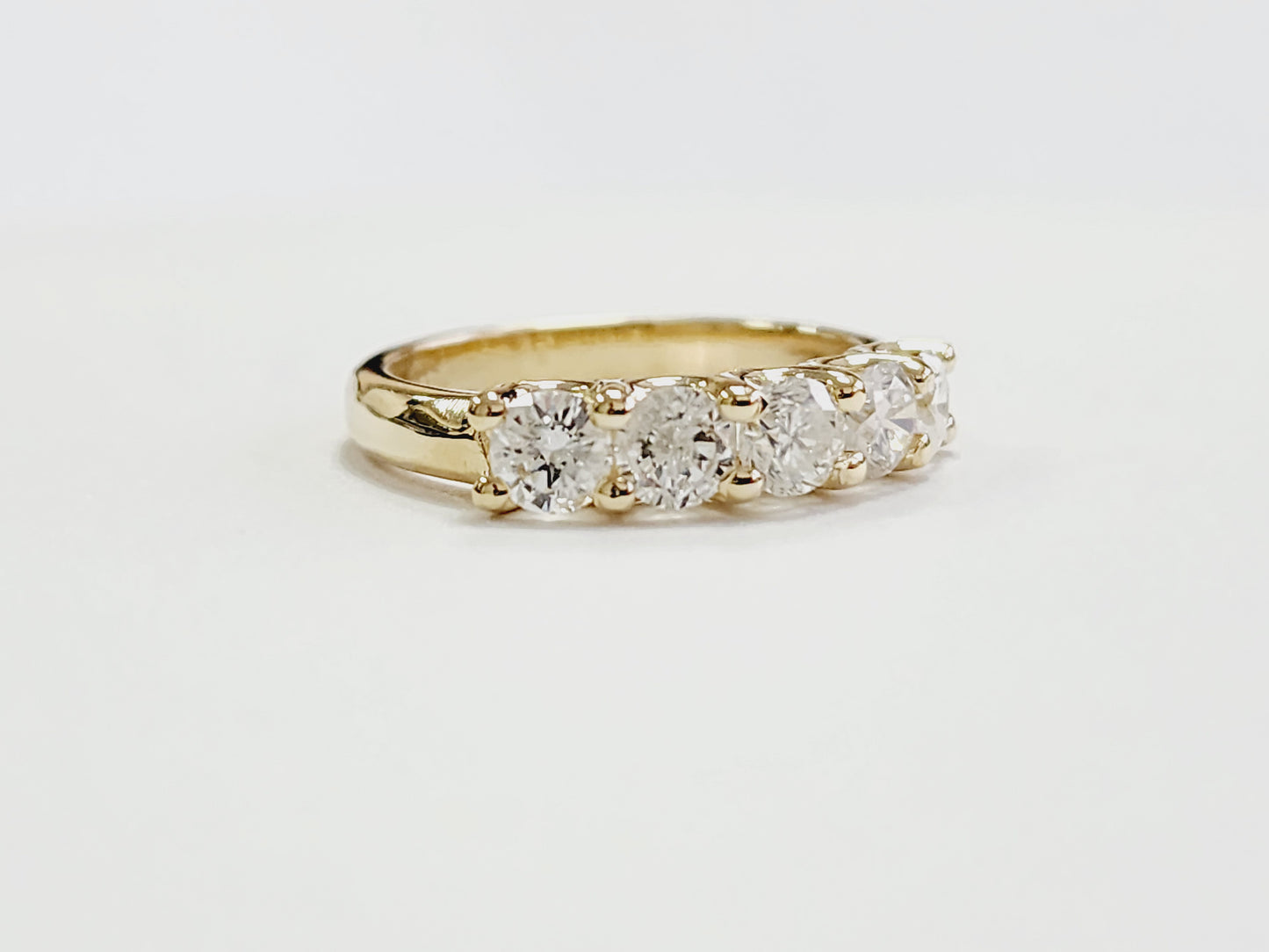 1.23 Carat Natural Diamond Yellow Gold Mini band Ring 14K