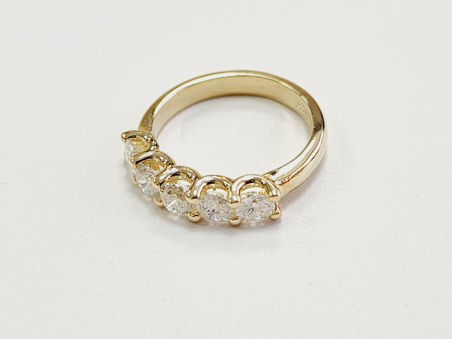 1.23 Carat Natural Diamond Yellow Gold Mini band Ring 14K