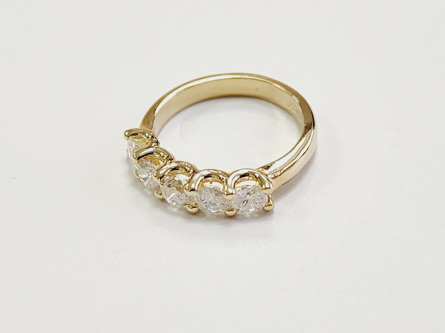 1.23 Carat Natural Diamond Yellow Gold Mini band Ring 14K