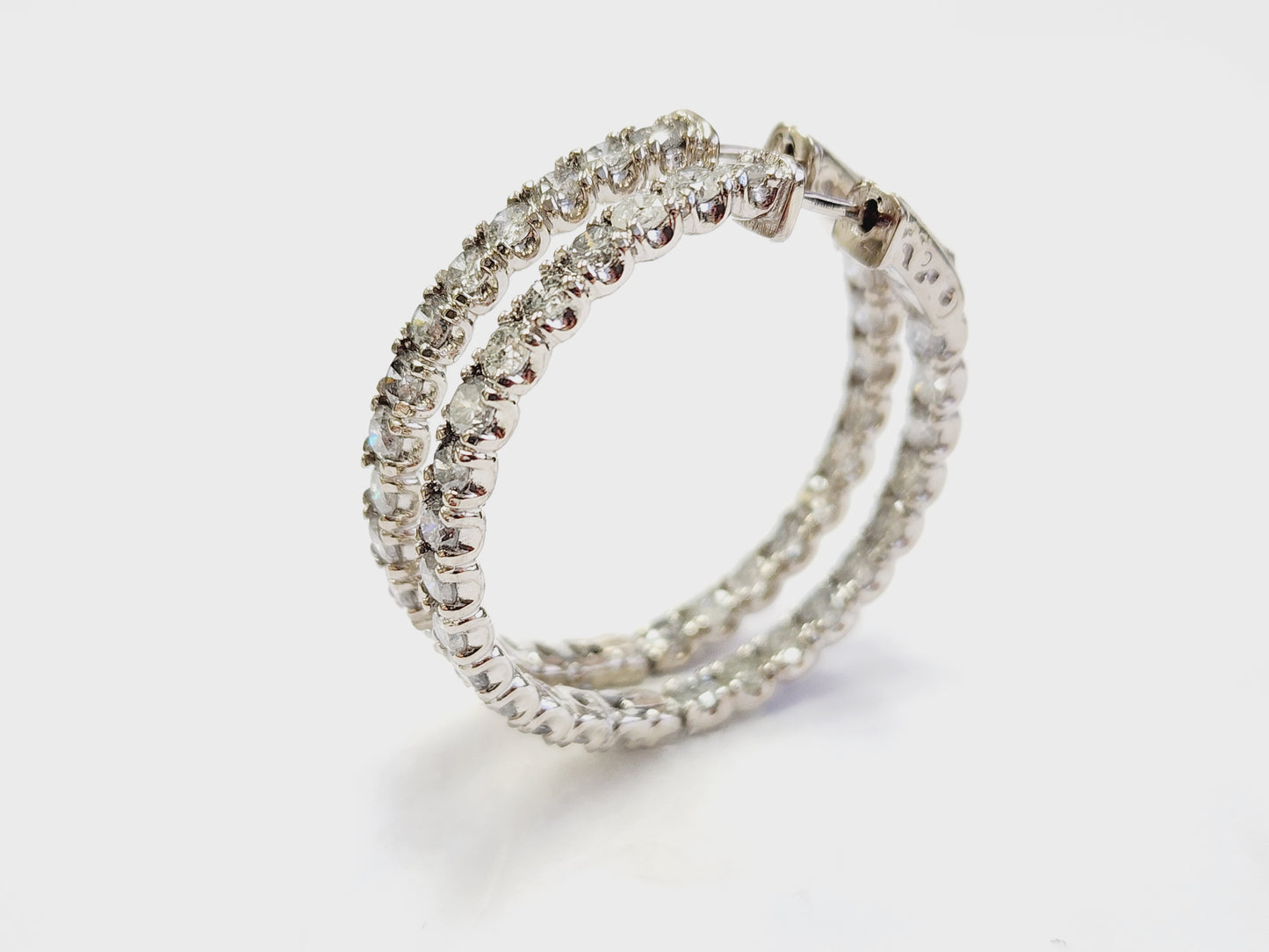5.50 Carat Diamond Hoops Earrings 14 Karat White Gold
