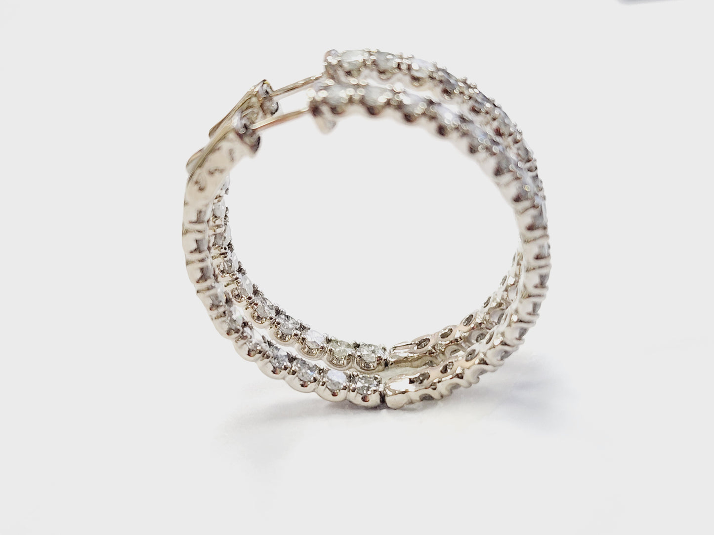 5.50 Carat Diamond Hoops Earrings 14 Karat White Gold