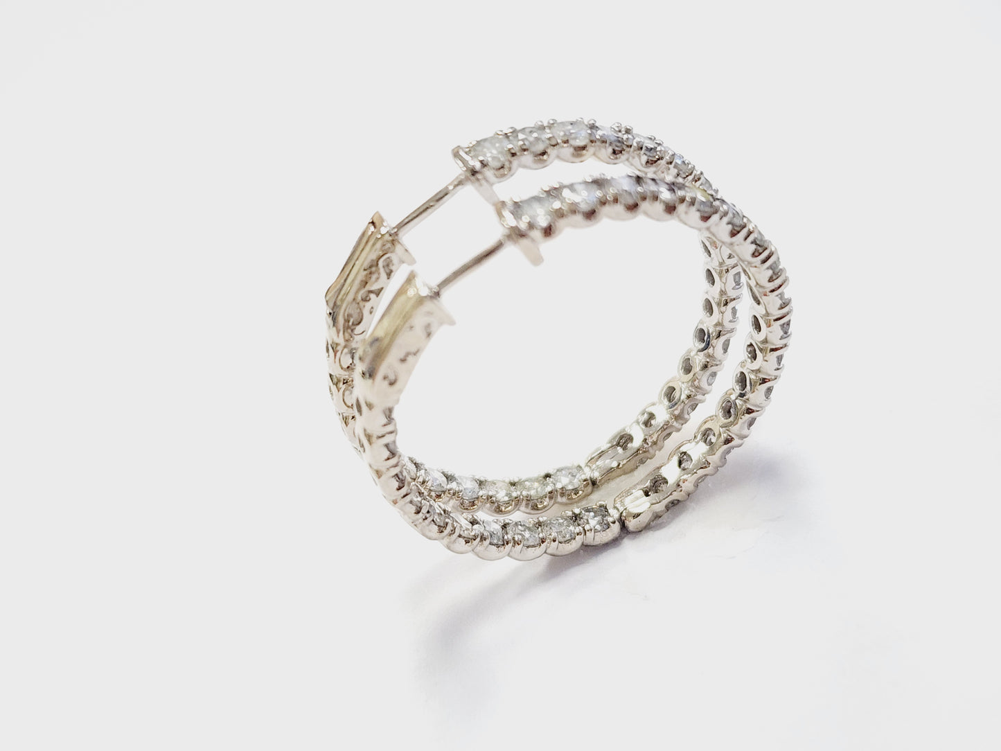 5.50 Carat Diamond Hoops Earrings 14 Karat White Gold