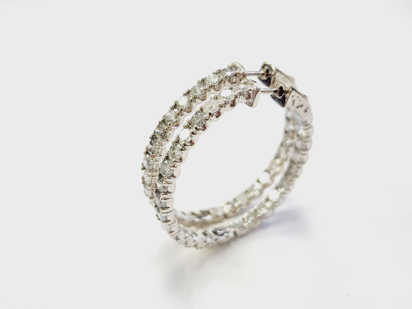 5.50 Carat Diamond Hoops Earrings 14 Karat White Gold