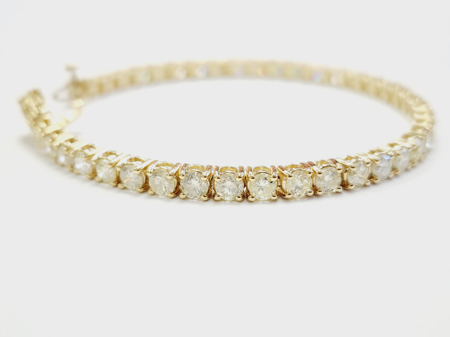 7.83 Carat Natural Diamond Tennis Bracelet 14 Karat Yellow Gold