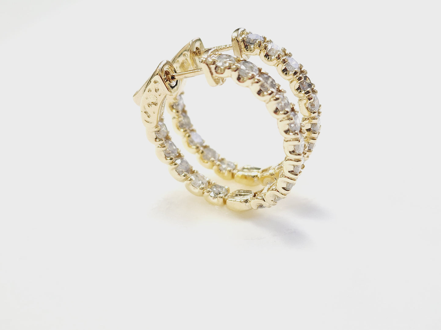 3.03 Carat Diamond Hoops Earrings 14 Karat Yellow Gold