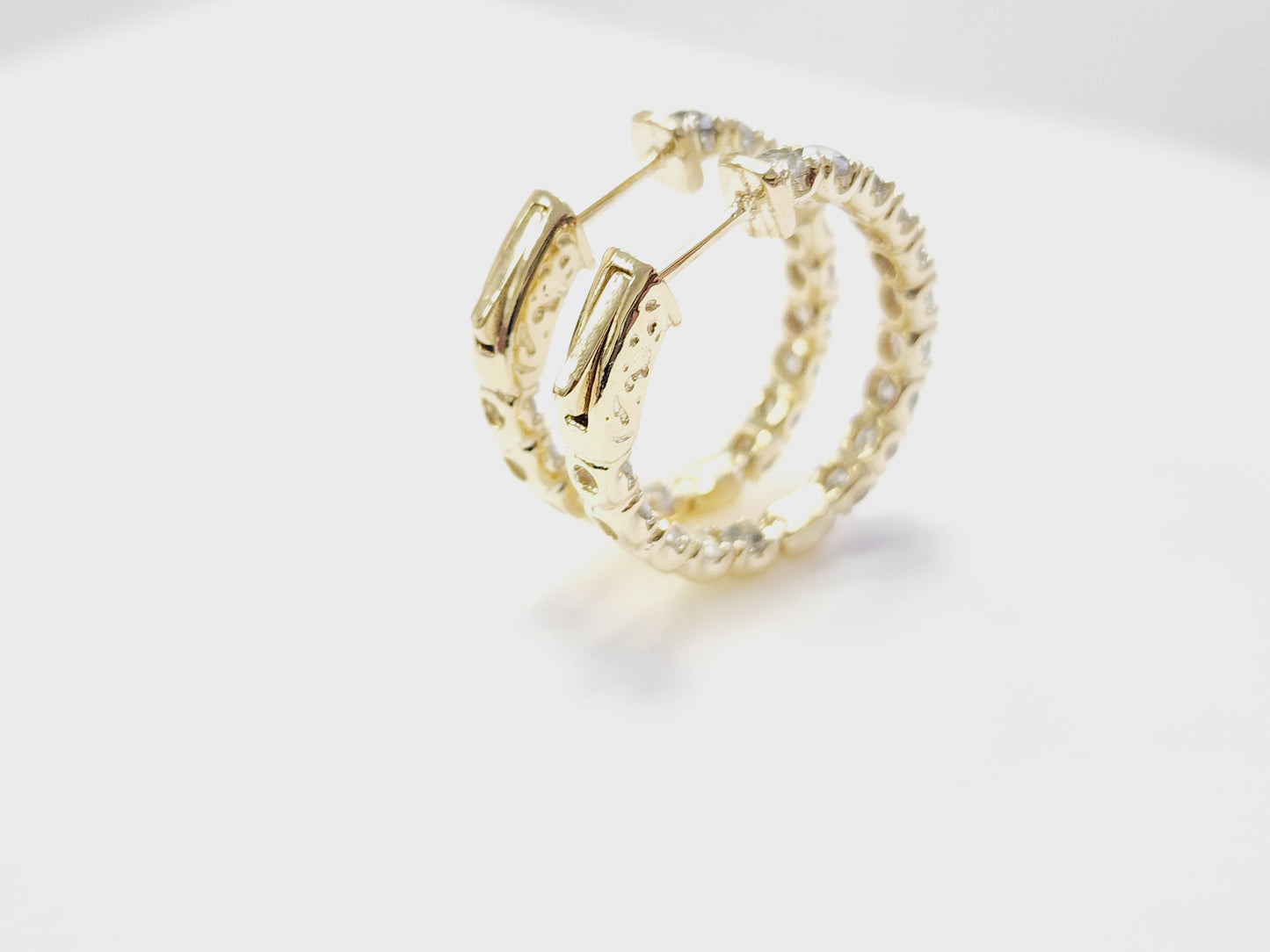 3.03 Carat Diamond Hoops Earrings 14 Karat Yellow Gold