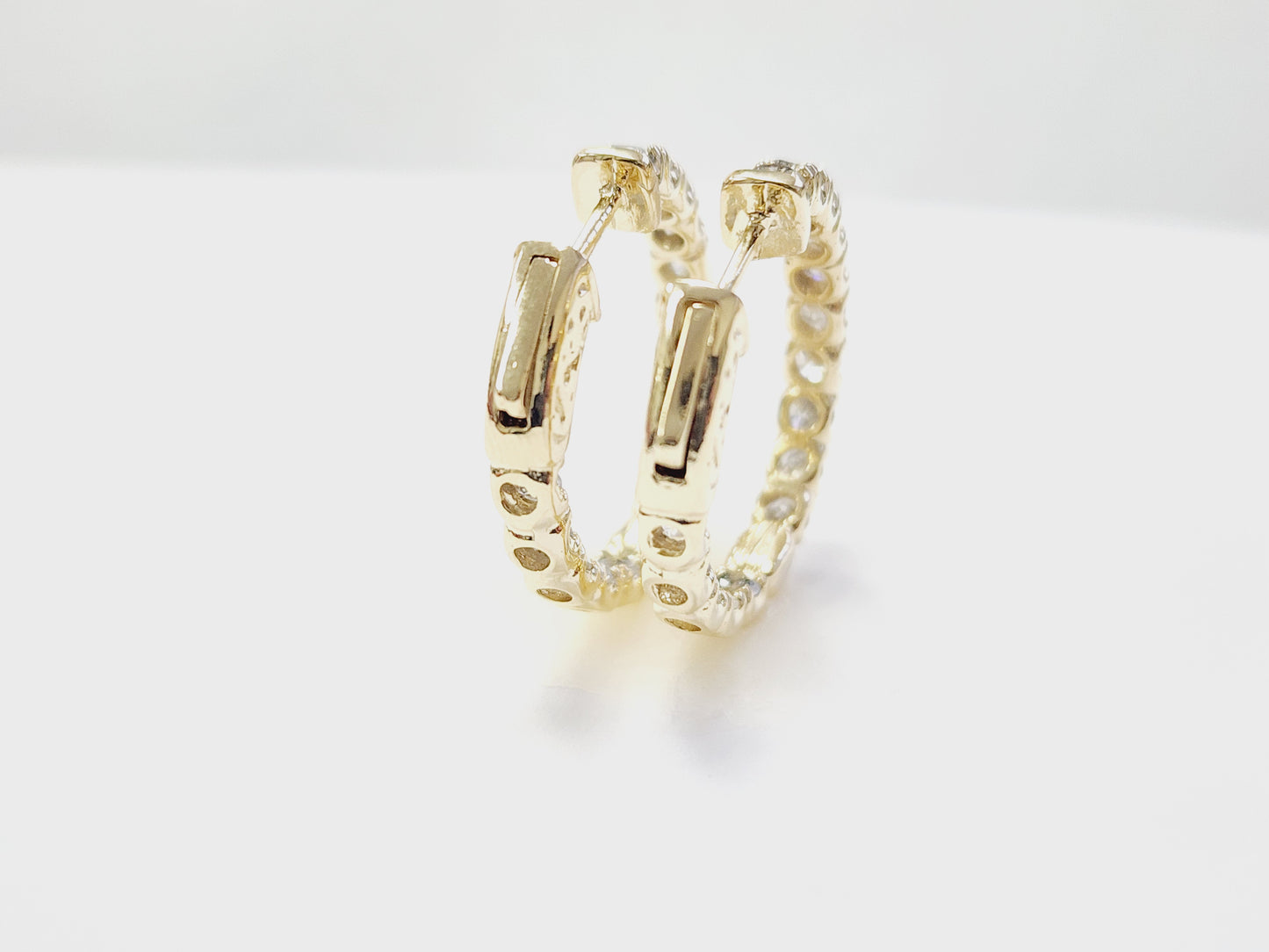 3.03 Carat Diamond Hoops Earrings 14 Karat Yellow Gold