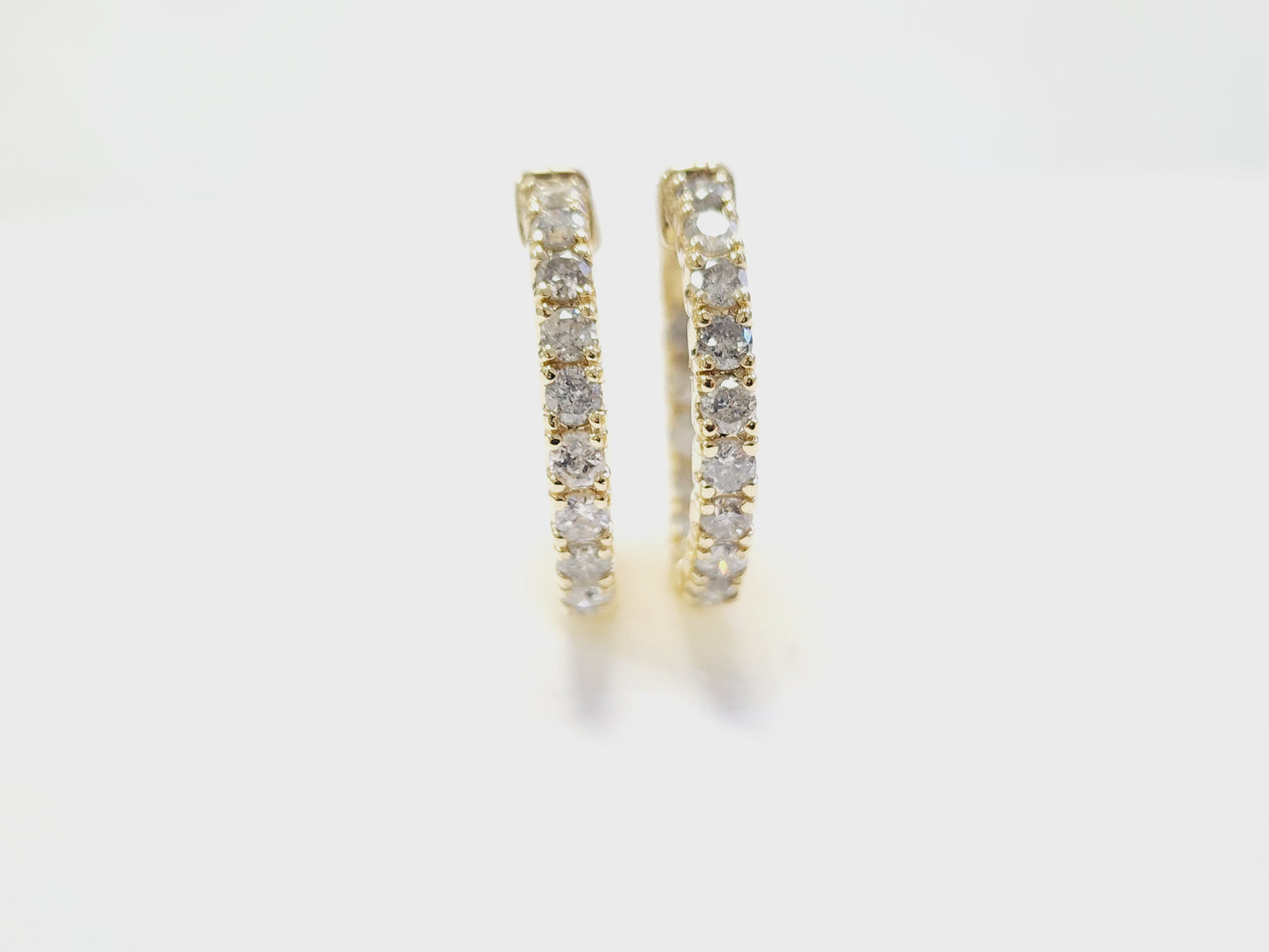 3.03 Carat Diamond Hoops Earrings 14 Karat Yellow Gold