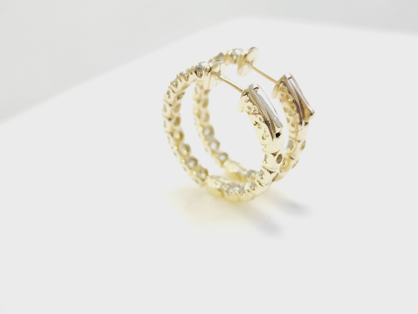 3.03 Carat Diamond Hoops Earrings 14 Karat Yellow Gold