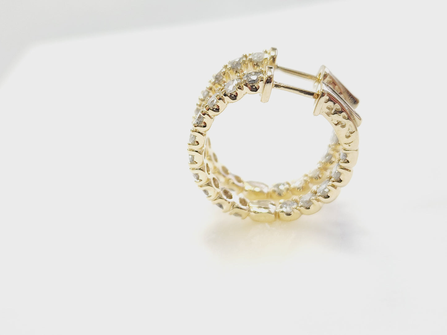 3.03 Carat Diamond Hoops Earrings 14 Karat Yellow Gold