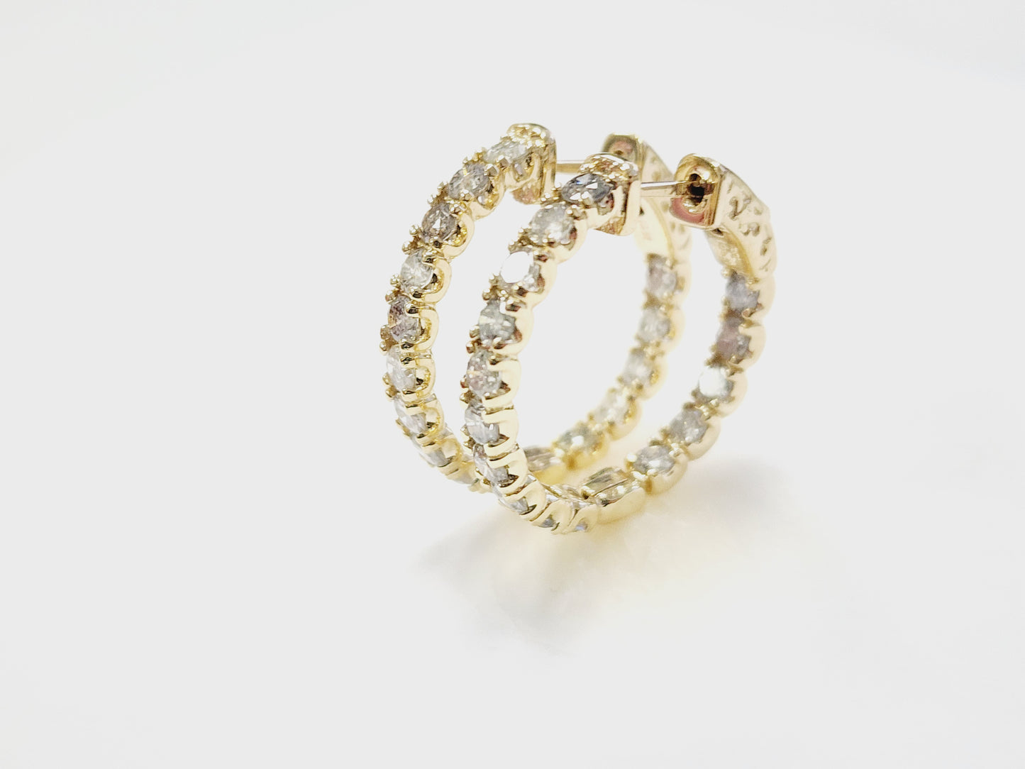 3.03 Carat Diamond Hoops Earrings 14 Karat Yellow Gold