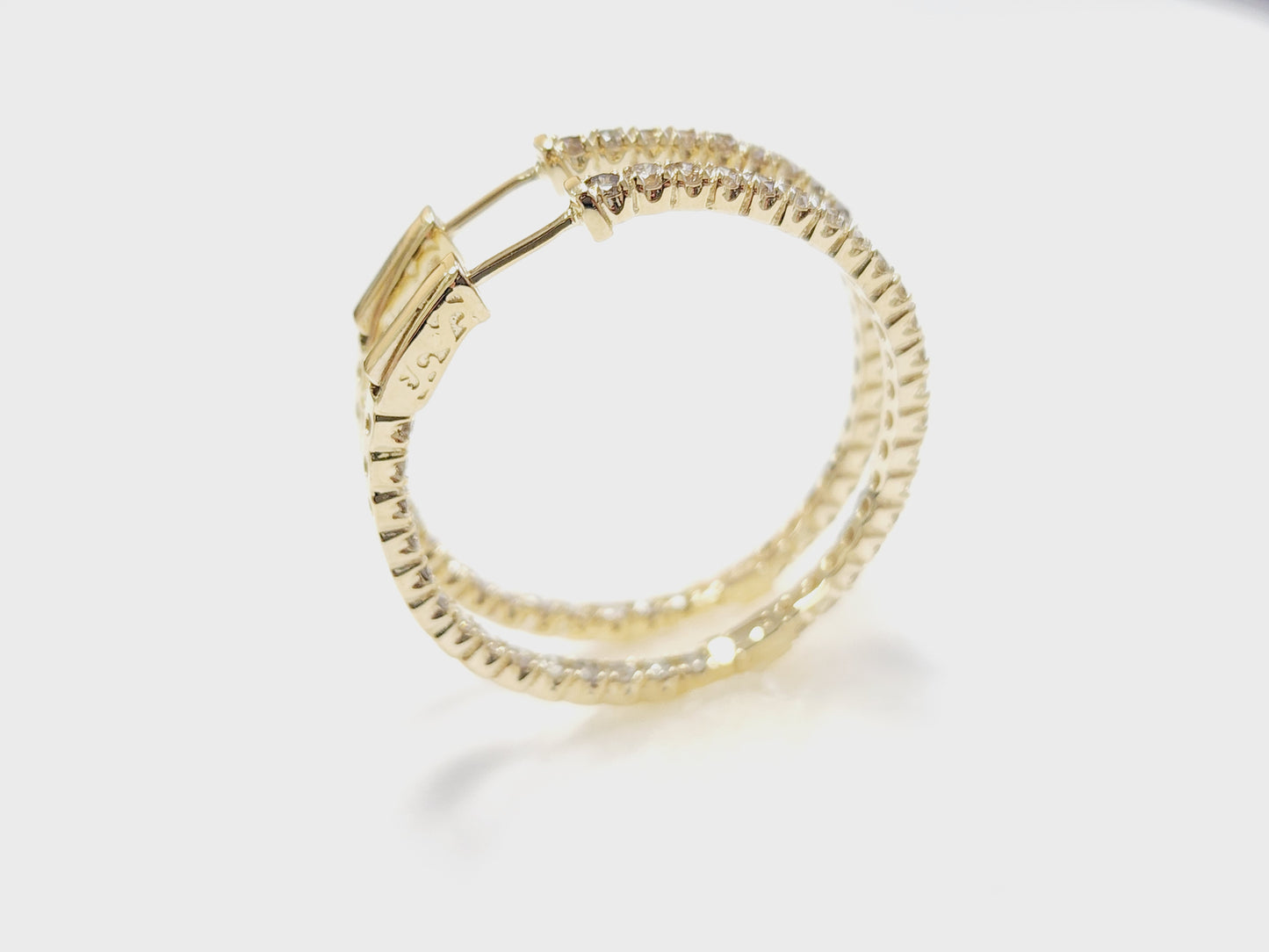2.48 Carat Diamond Hoops Earrings 14 Karat Yellow Gold