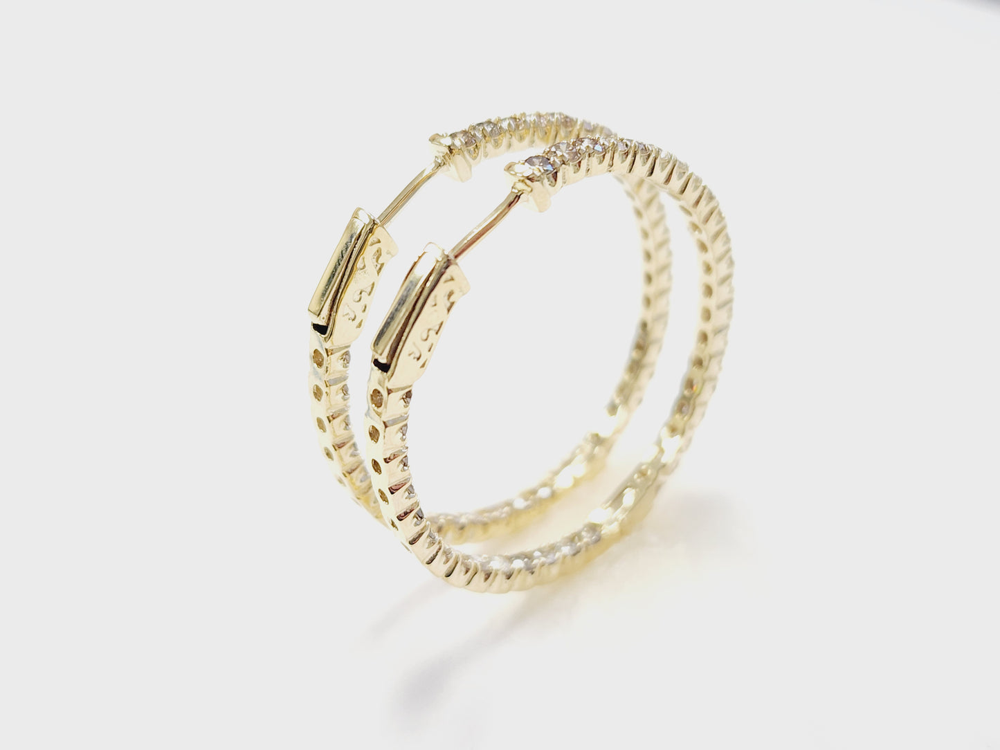 2.48 Carat Diamond Hoops Earrings 14 Karat Yellow Gold