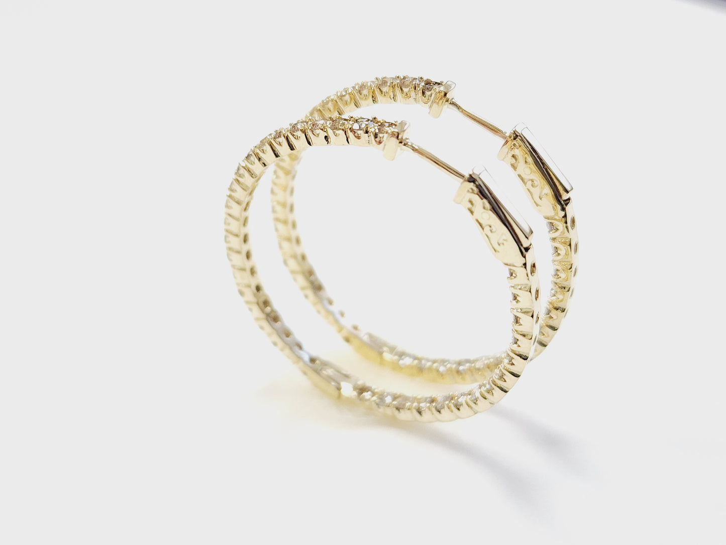 2.48 Carat Diamond Hoops Earrings 14 Karat Yellow Gold