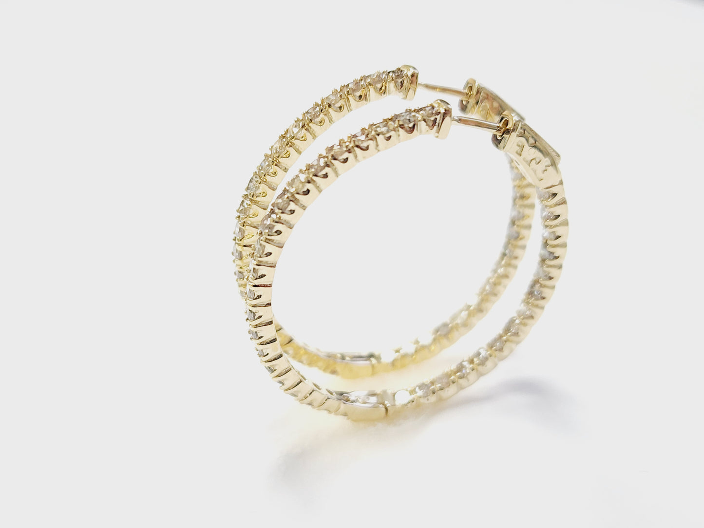 2.48 Carat Diamond Hoops Earrings 14 Karat Yellow Gold
